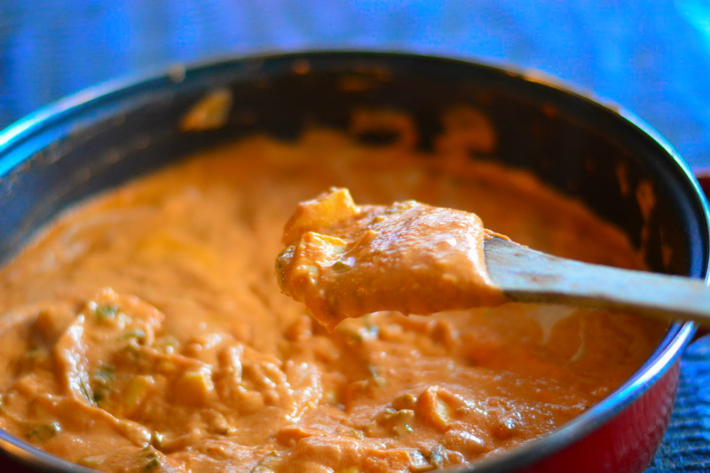 cheese in cashew tomato sauce