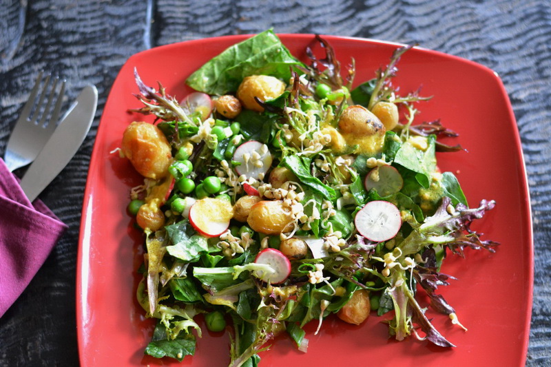 Green peas and potato salad with mustard dressing Dancing Unicorns