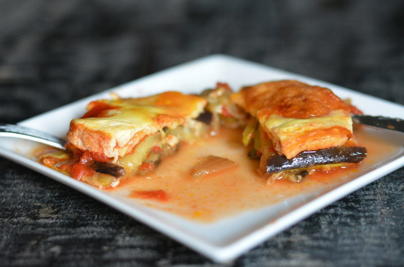 Light vegetarian eggplant moussaka 