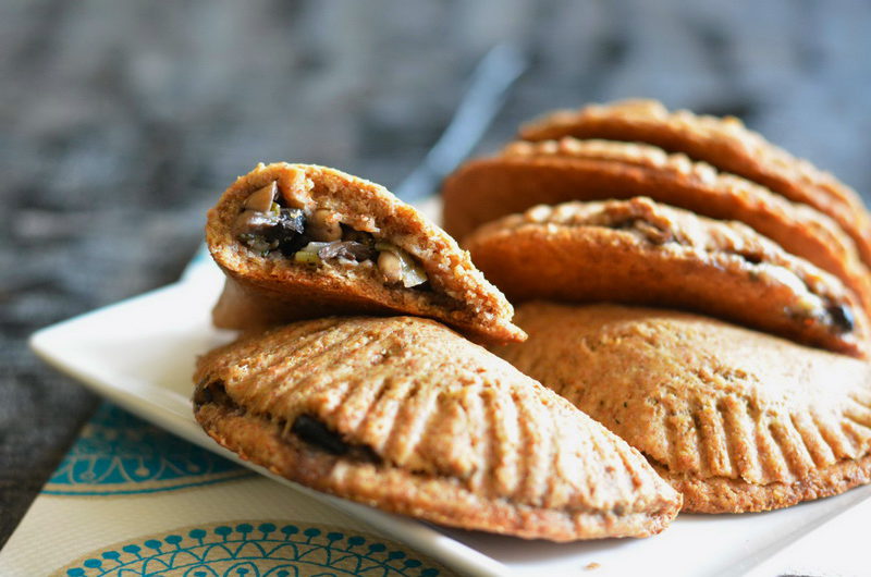 Leek & mushroom calzone with spelt flour